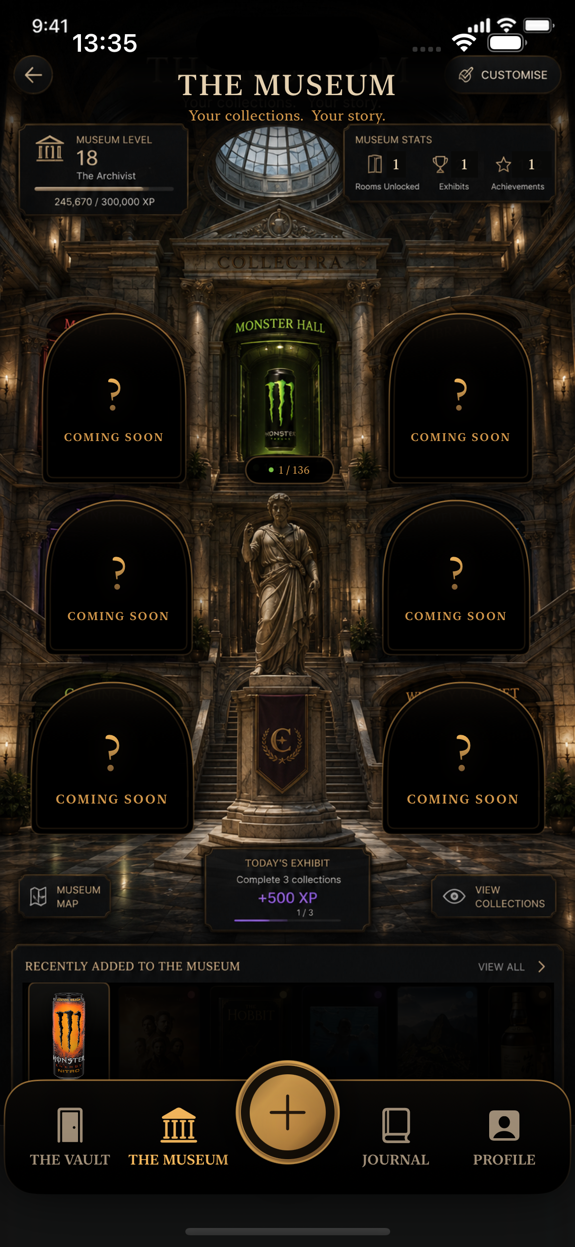 The real Collectra Museum screen from the current iOS application